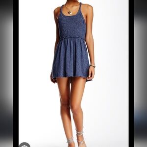 Free people navy blue mountain view tunic tank top large